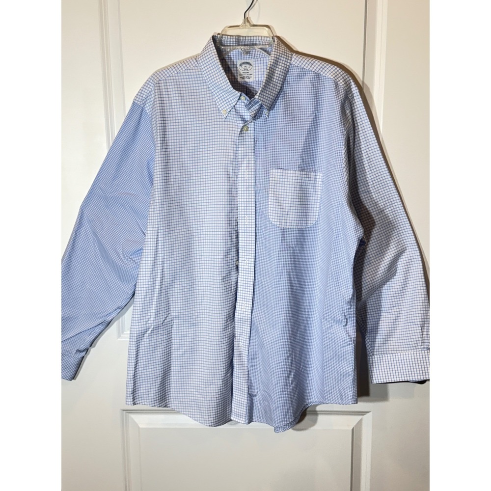 Brooks Brothers Regent Original Polo Shirt Blue Gingham Check Non Iron XL